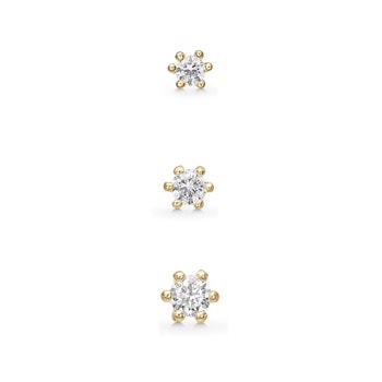 Smuk forgyldt ørestik I 2,5-3,5mm med 6 grab med syntetisk cubic zirkonia. fra Støvring Design